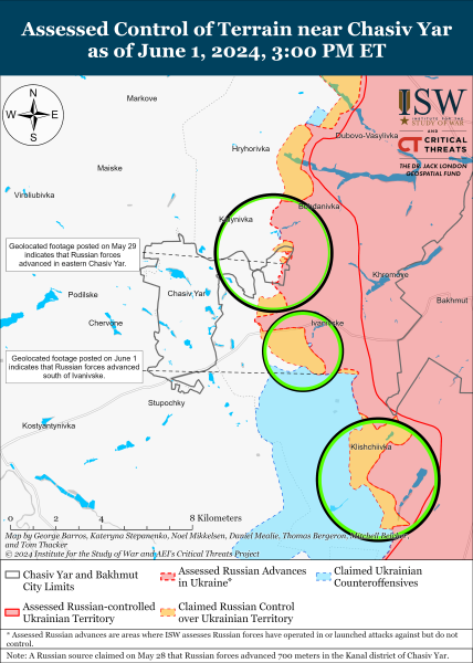 Karte der Militäreinsätze für den 2. Juni 2024 – Lage an der Front“ /></p>
<p>Foto: ISW</p>
<p><img decoding=
