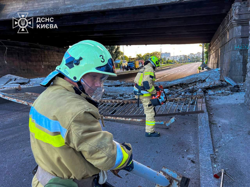 Ein Teil der Vozdukhoflotsky-Brücke ist in Kiew eingestürzt: was bekannt ist“ /></p>
<p id=