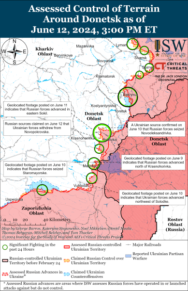 Karte der Militäreinsätze für den 13. Juni 2024 — Situation an der Front