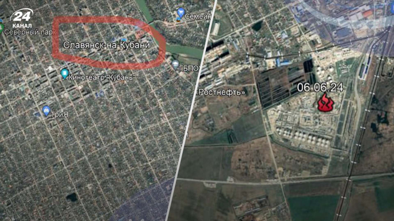 In einer Raffinerie in der Region Krasnodar brach nachts ein Feuer aus: Satellitenbilder