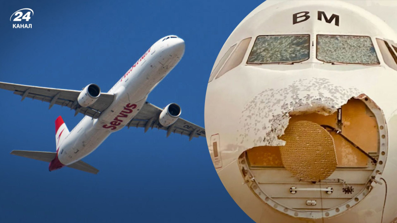 Starker Hagel stürzte Flugzeug nach Wien mit Passagieren an Bord ab: schockierendes Foto