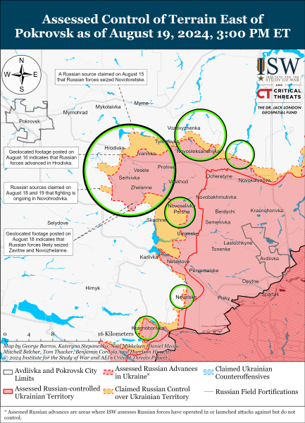 Karte der Militäreinsätze für den 20. August 2024 – Lage an der Front