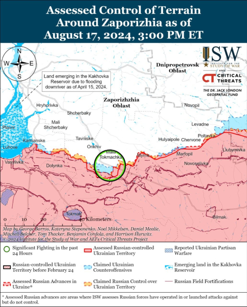 Karte der Militäreinsätze vom 18. August 2024 – Lage am der Vorderseite