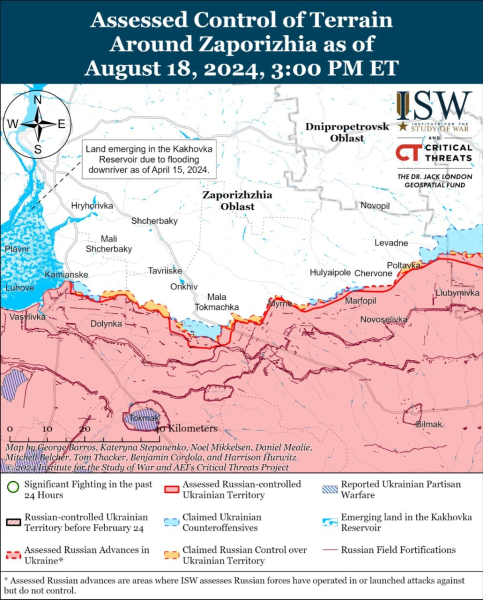 Karte der Militäreinsätze vom 19. August 2024 – Lage an der Front