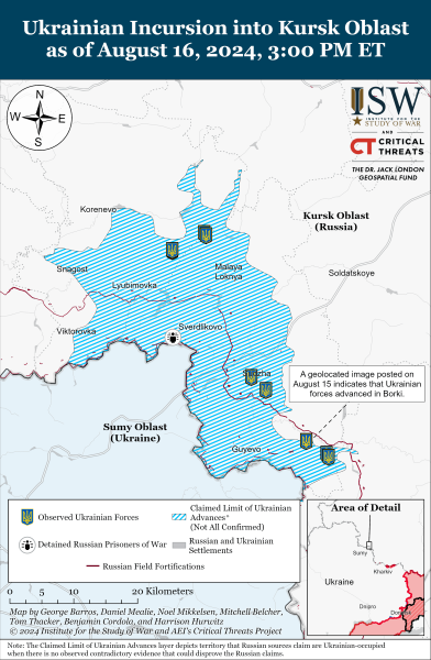 Karte der Militäreinsätze am 17. August 2024 - Lage an der Front