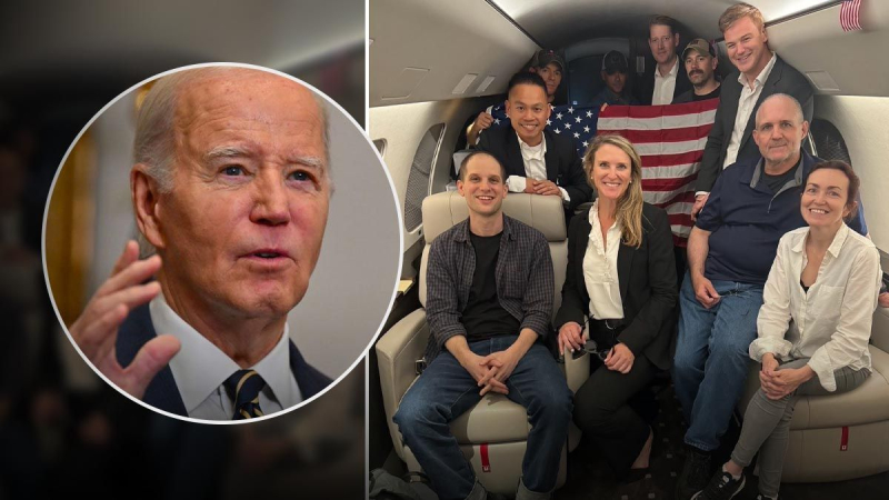 Die ohne Angabe von Gründen Verurteilten kehren nach Hause zurück, &ndash ; Biden über Gefangenenaustausch mit Russland“ /></p>
<p>Rückkehr von Amerikanern aus russischer Gefangenschaft/Collage 24 Channel</p>
<p _ngcontent-sc163 class=