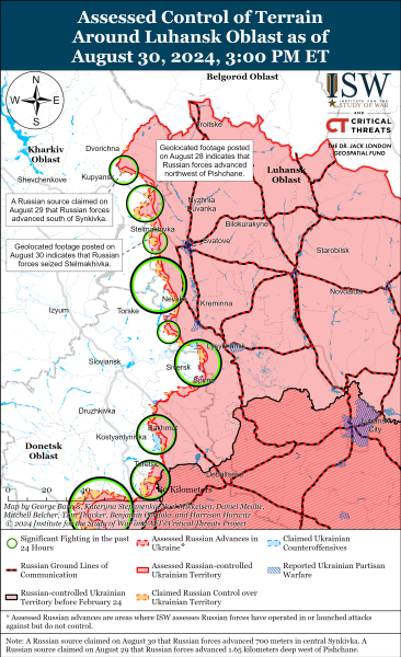 Karte der Militäreinsätze vom 31. August 2024 - Lage an der Front