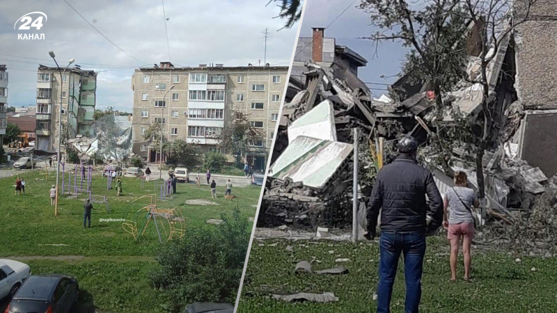 Gasexplosion in Russland in Nischni Tagil: Der Eingang zu einem Hochhaus ist zerstört, Menschen liegen unter den Trümmern