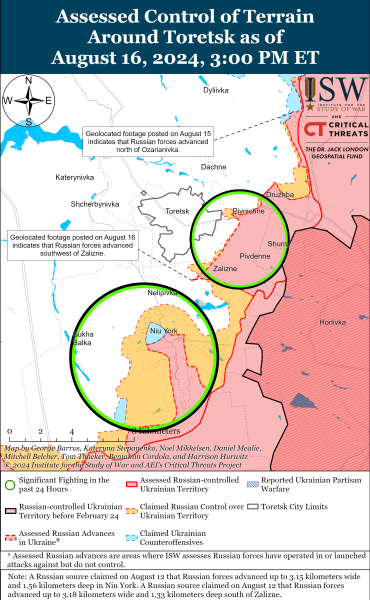 Karte der Militäreinsätze vom 17. August 2024 – Lage an der Front