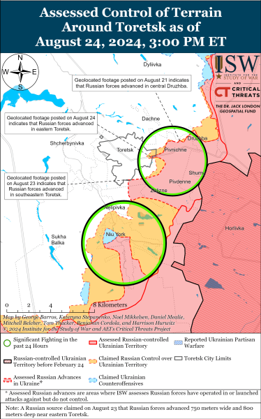 Karte der Kampfhandlungen am 25. August 2024 - die Situation an der Front