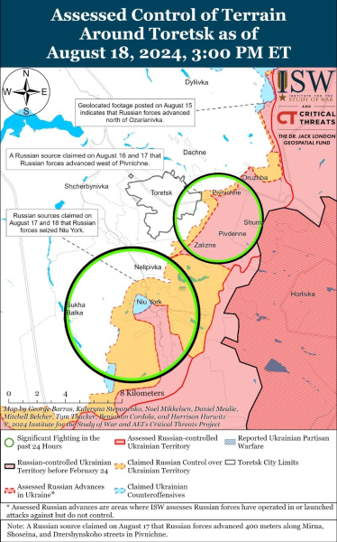 Karte der Militäreinsätze für den 19. August 2024 – Lage an der Front