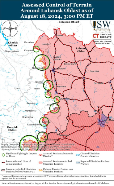 Karte der Militäreinsätze vom 19. August 2024 – Lage an der Front