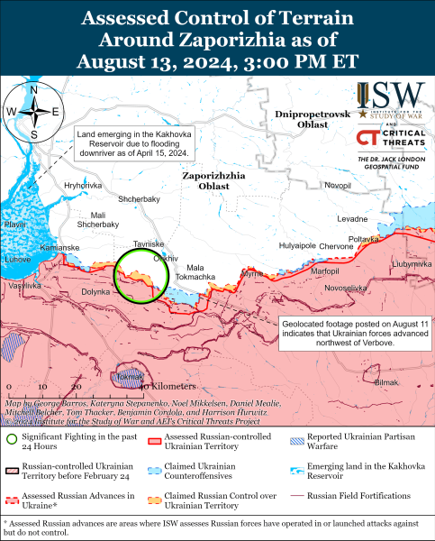 Karte der Militäreinsätze am 14. August 2024 - die Situation an der Front