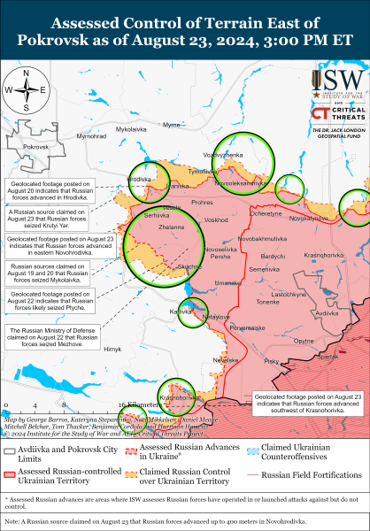 Karte der Militäreinsätze am 24. August 2024 - die Situation an der Front