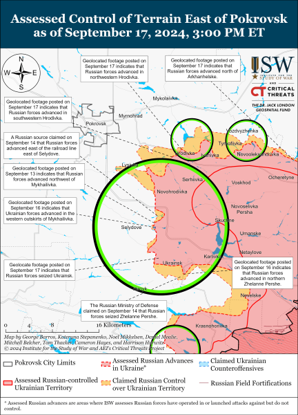 Karte der Militäreinsätze vom 18. September 2024 – Lage an der Front