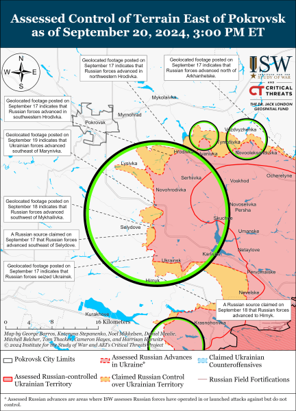 Karte der Militäreinsätze vom 21. September 2024 – Lage an der Front