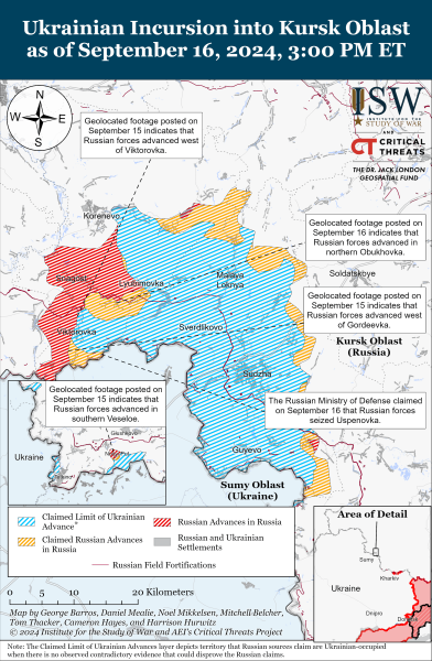 Karte der Militäreinsätze für September 17, 2024 – Situation an der Front