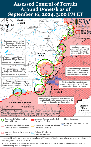 Karte der Militäreinsätze vom 17. September 2024 – Lage an der Front