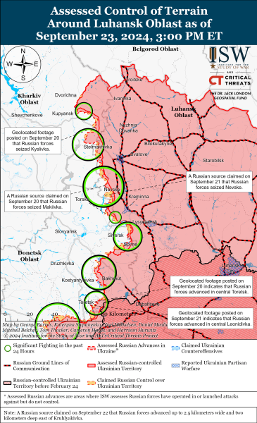 Karte der Militäreinsätze vom 24. September 2024 – Lage an der Front