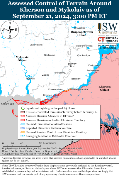 Karte der Militäreinsätze für den 22. September 2024 — Situation an der Front