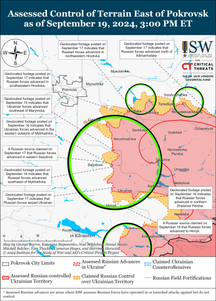 Karte der Militäreinsätze vom 20. September 2024 – Lage an der Front