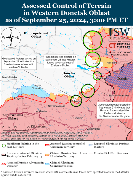 Karte der Militäreinsätze für den 26. September 2024 – die Lage am die Front