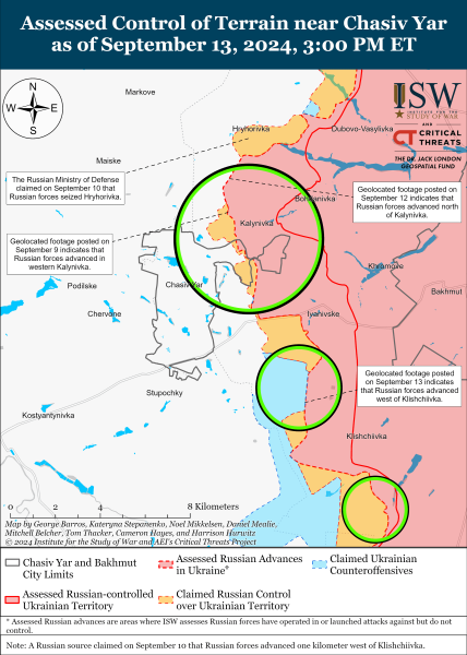 Karte der Militäreinsätze vom 14. September 2024 – Lage an der Front