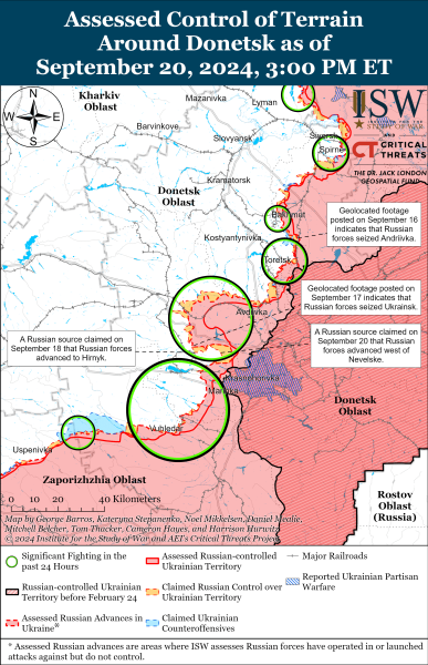 Karte der Militäreinsätze vom 21. September 2024 – Lage an der Front