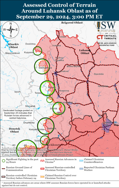 Karte der Militäreinsätze vom 30. September 2024 – Lage an der Front