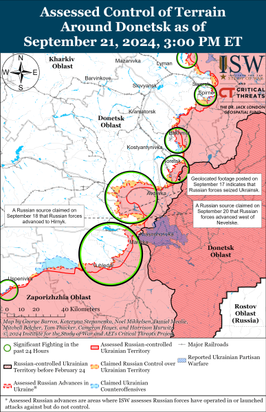 Karte der Militäreinsätze vom 22. September 2024 – Lage an der Front