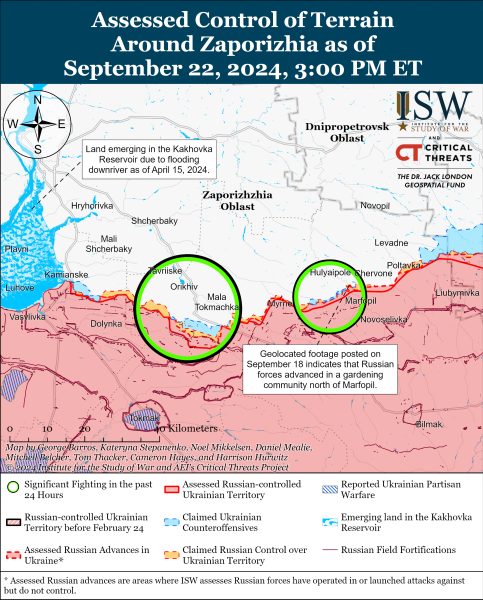 Karte der Militäreinsätze für den 23. September 2024 - die Situation an der Front