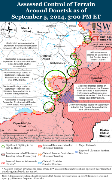 Karte der Militäreinsätze für den 6. September 2024 – Lage an der Front