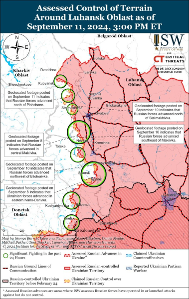 Karte der Militäreinsätze vom 12. September 2024 – Lage an der Front