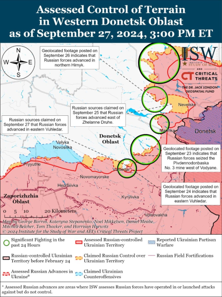 Karte der Militäreinsätze vom 28. September 2024 – Lage an der Front