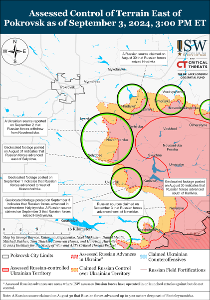 Karte der Militäreinsätze am 4. September 2024 – Lage an der Front