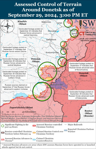 Karte der Militäreinsätze vom 30. September 2024 – Lage an der Front