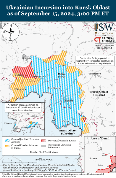 Karte der Militäreinsätze für den 16. September 2024 – die Lage an der Front