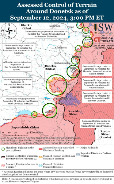 Karte der Militäreinsätze am 13. September 2024 – Lage an der Front“ /></p>
<p><img decoding=