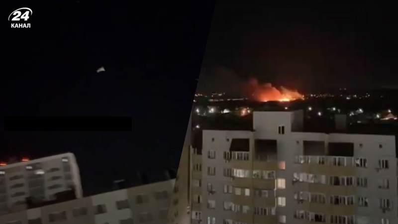 Woronesch in Russland erlitt einen mächtigen UAV-Angriff: lokaler Rekord Dutzende von Explosionen und Bränden“ /></p>
<p>UAV in Woronesch und Feuer nach der Ankunft/Collage von Channel 24 Fotos von Augenzeugen</p>
<p _ngcontent-sc99 class=