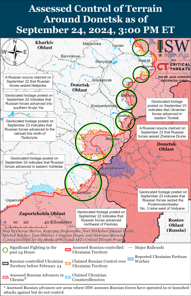 Karte der Militäreinsätze vom 25. September 2024 – Lage an der Front