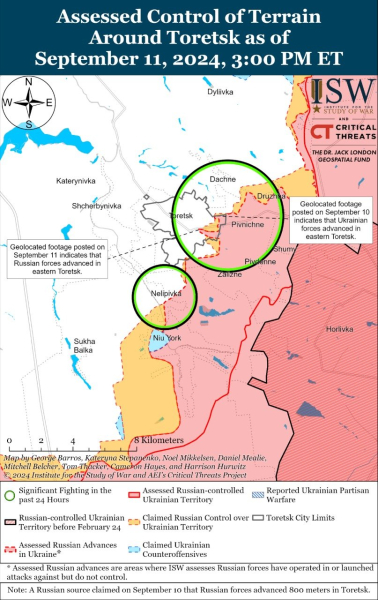 Karte der Militäreinsätze für den 12. September 2024 – Lage an der Front