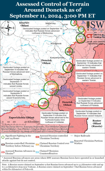 Karte der Militäreinsätze vom 12. September 2024 – Lage an der Front