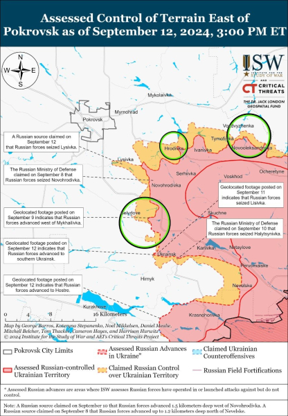 Karte der Militäreinsätze vom 13. September 2024 – Lage an der Front