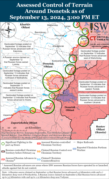 Karte der Militäreinsätze für den 14. September 2024 – die Lage an der Front