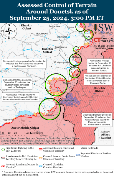 Karte der Militäreinsätze für den 26. September 2024 – Lage an der Front