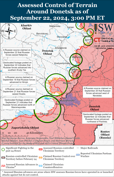 Karte der Militäreinsätze am 23. September 2024 - die Situation an der Front