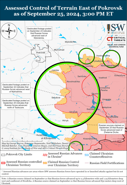 Karte der Militäreinsätze am 26. September 2024 - die Situation an der Front