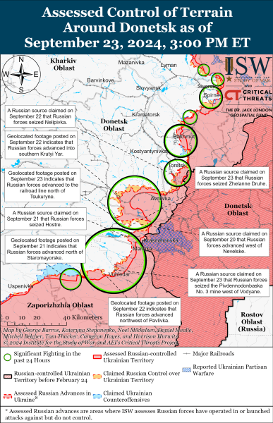 Karte der Militäreinsätze am 24. September 2024 - die Situation an der Front