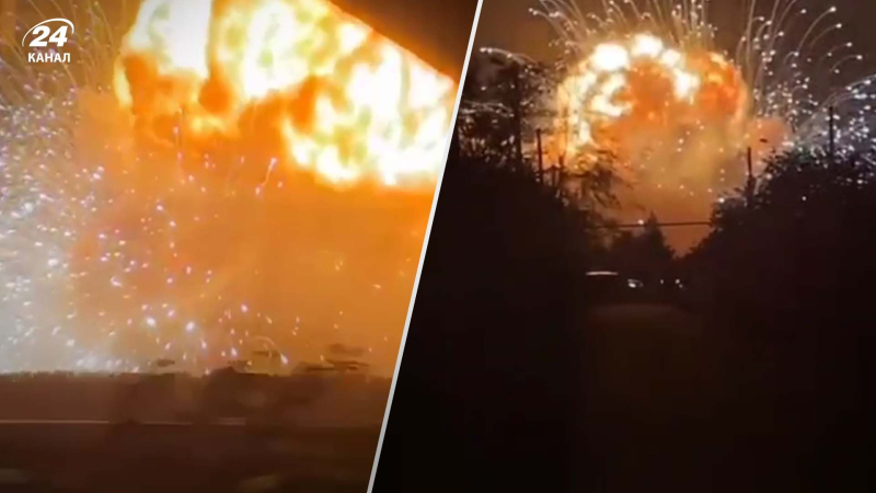 Wie ein helles Feuerwerk: der Moment der Explosion auf Russisch Tichorezk auf Video festgehalten“ /></p>
<p>Der Moment der Explosion in Tikhorezk/Collage 24 Channel (Screenshots aus dem Video)</p>
<p _ngcontent-sc99 class=