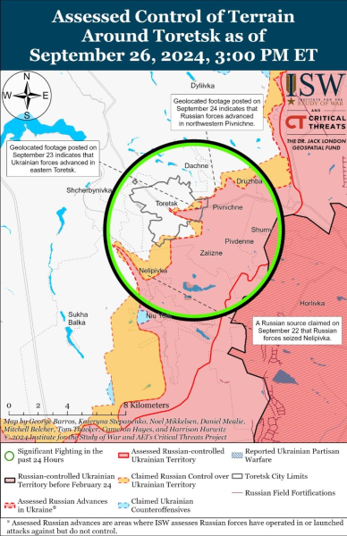 Karte der Militäreinsätze vom 27. September 2024 – Lage an der Front